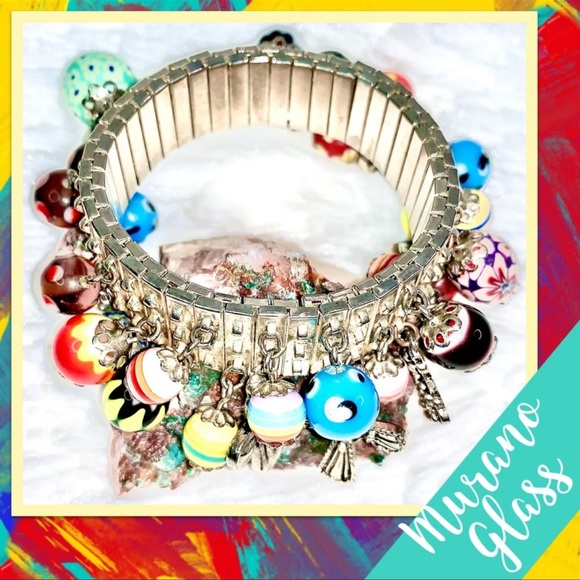 Jewelry - Vintage Artisan Murano Glass Stretch Bracelet🌟